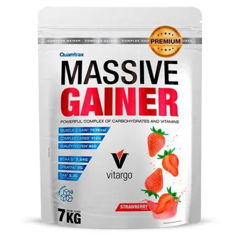Mass Gainer Quamtrax Fresa | Voluminizador en Polvo