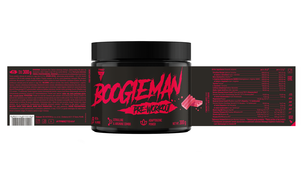 Boogieman Pre-Entreno Trec 300 g | Fórmula Pre Workout