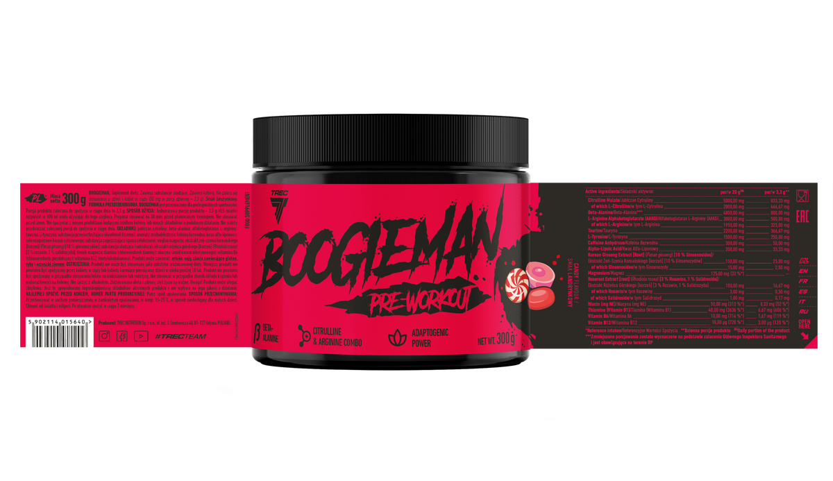 Boogieman Pre-Entreno Trec 300 g | Fórmula Pre Workout