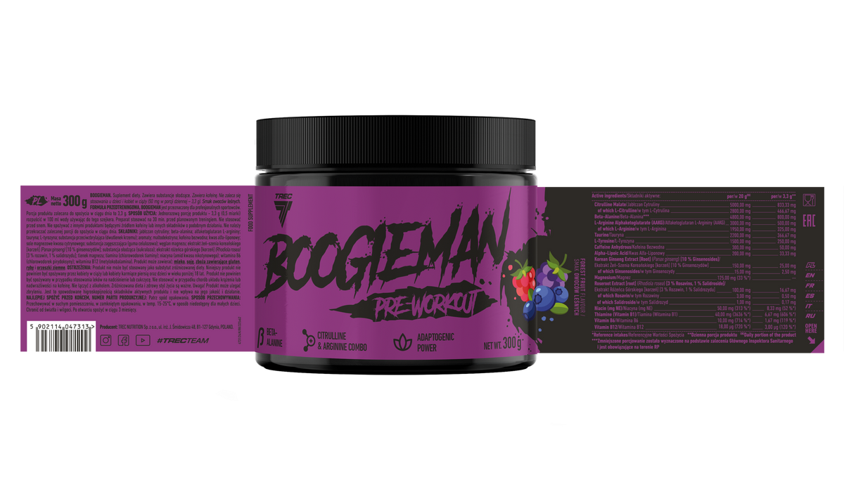 Boogieman Pre-Entreno Trec 300 g | Fórmula Pre Workout