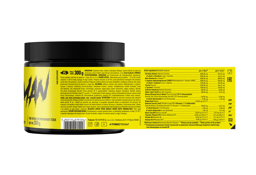 Boogieman Pre-Entreno Trec 300 g | Fórmula Pre Workout
