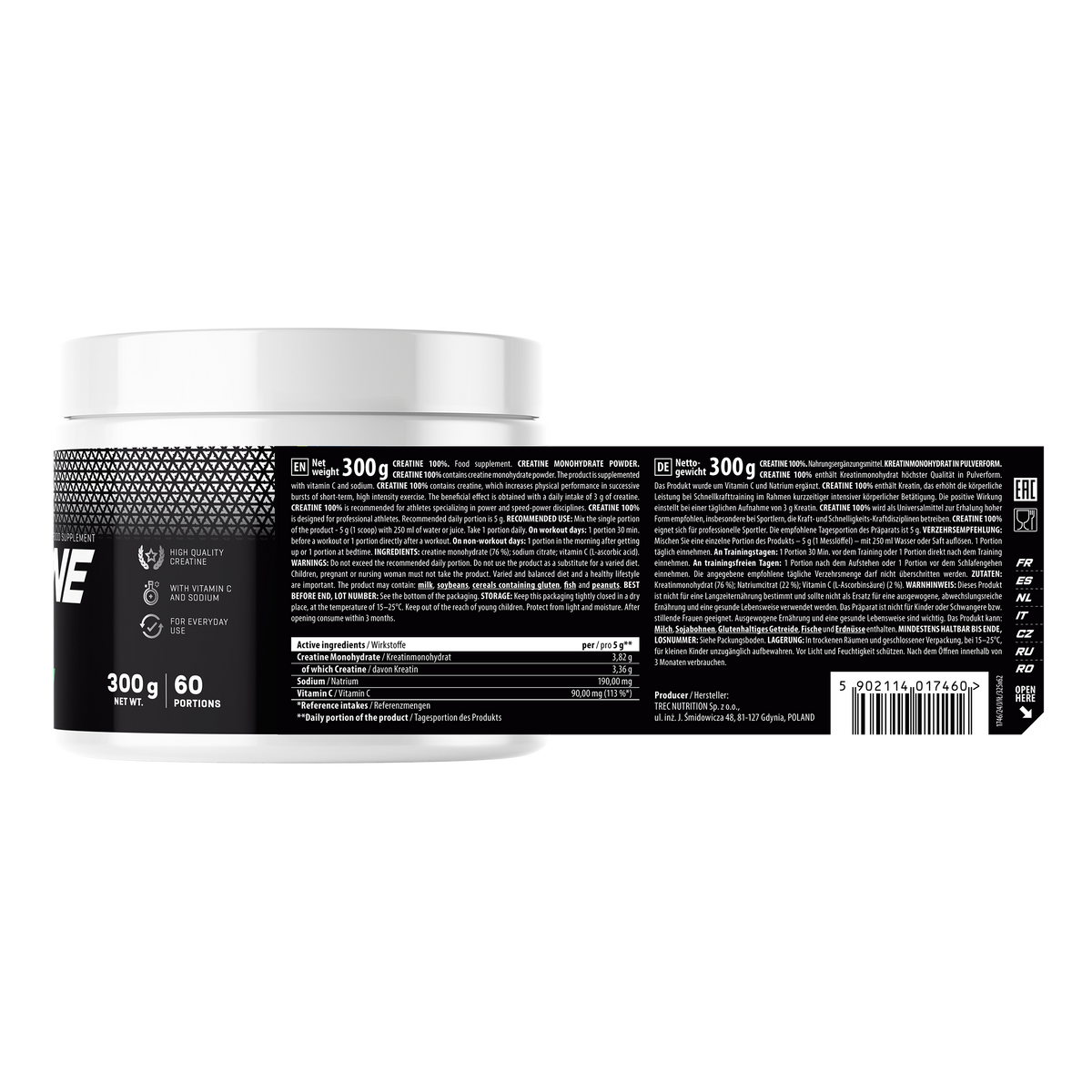 Creatine 100% Monohydrate 300 g y 600 g | Trec