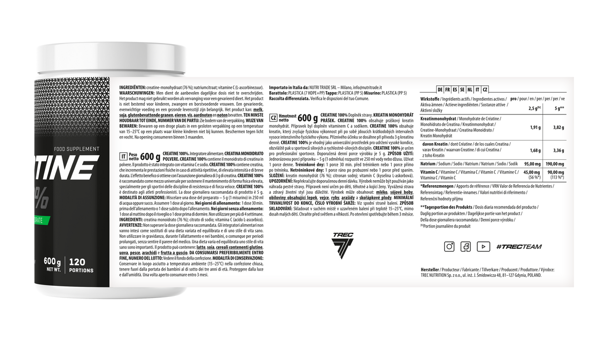 Creatine 100% Monohydrate 300 g y 600 g | Trec