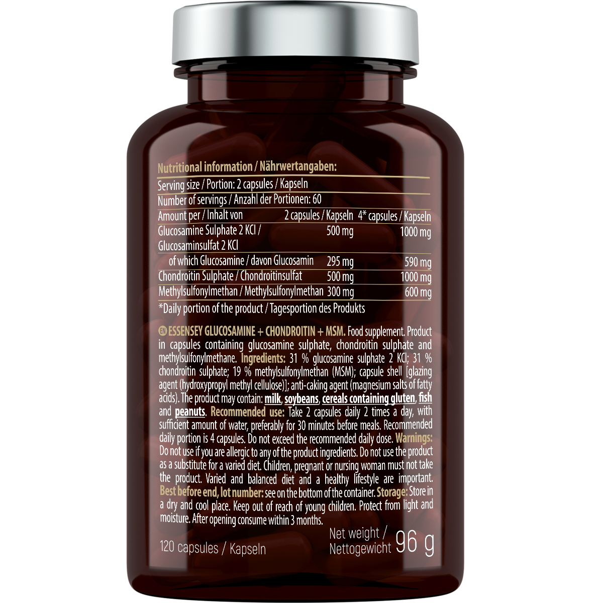 Glucosamine + Chondroitin + MSM Essensey | Cuidado Articular Diario