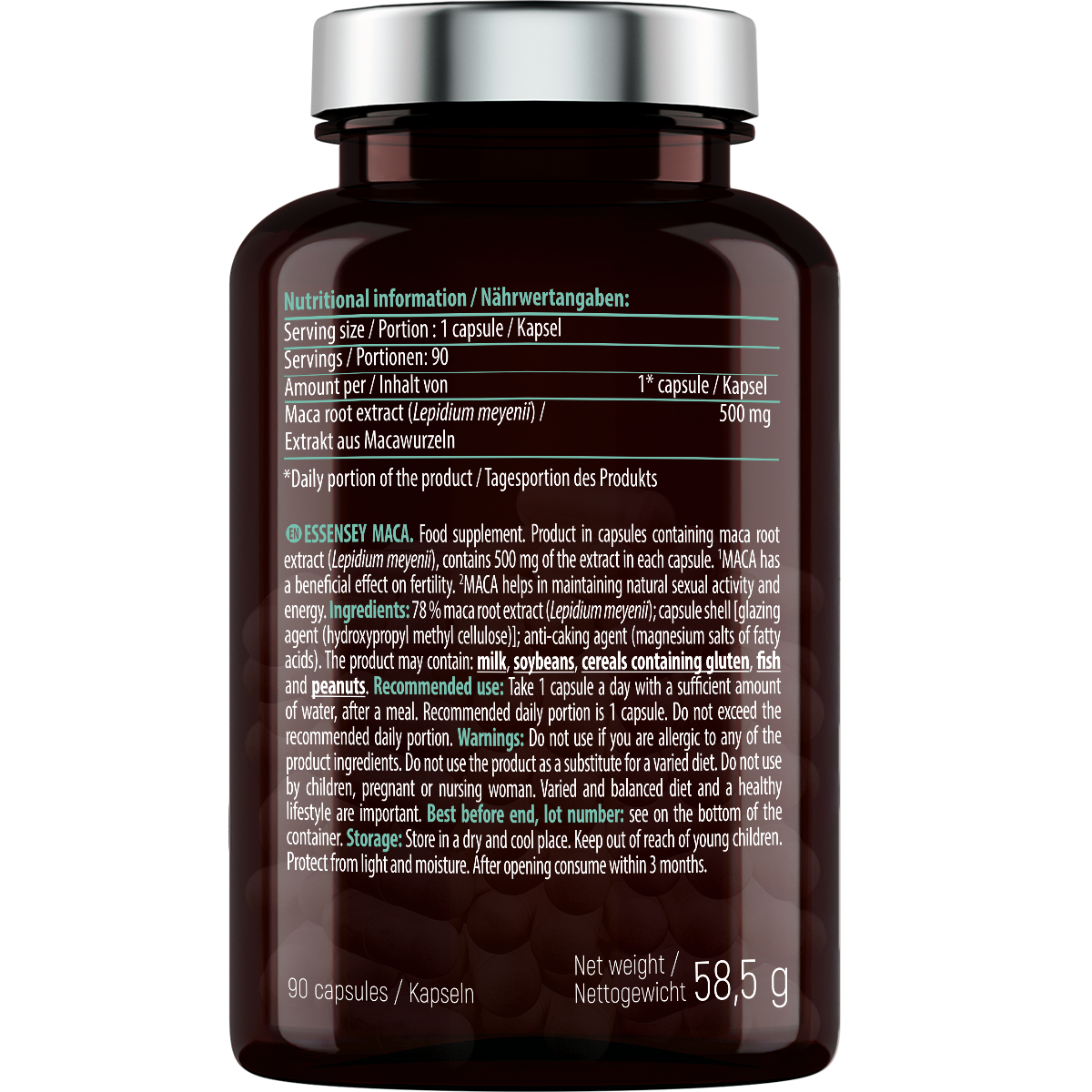 Maca Essensey 90 cápsulas | Raíz de maca