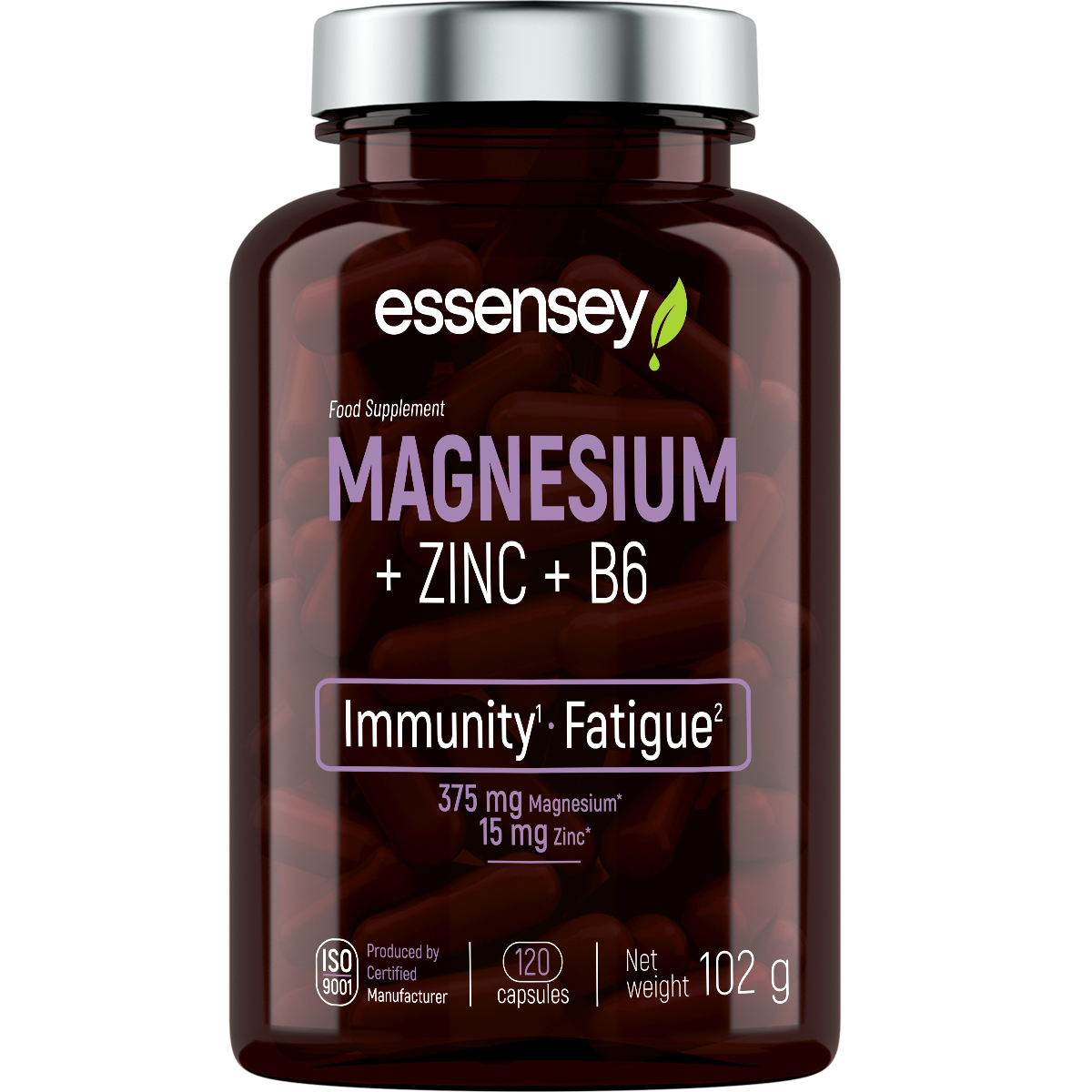 Magnesium Zinc B6 Essensey 120 cápsulas | Minerales