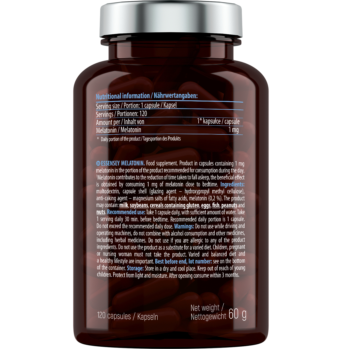 Melatonin Essensey 120 cápsulas | Melatonina