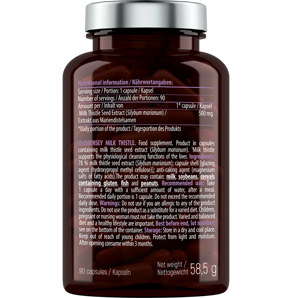Milk Thistle Essensey 90 cápsulas | Cardo mariano
