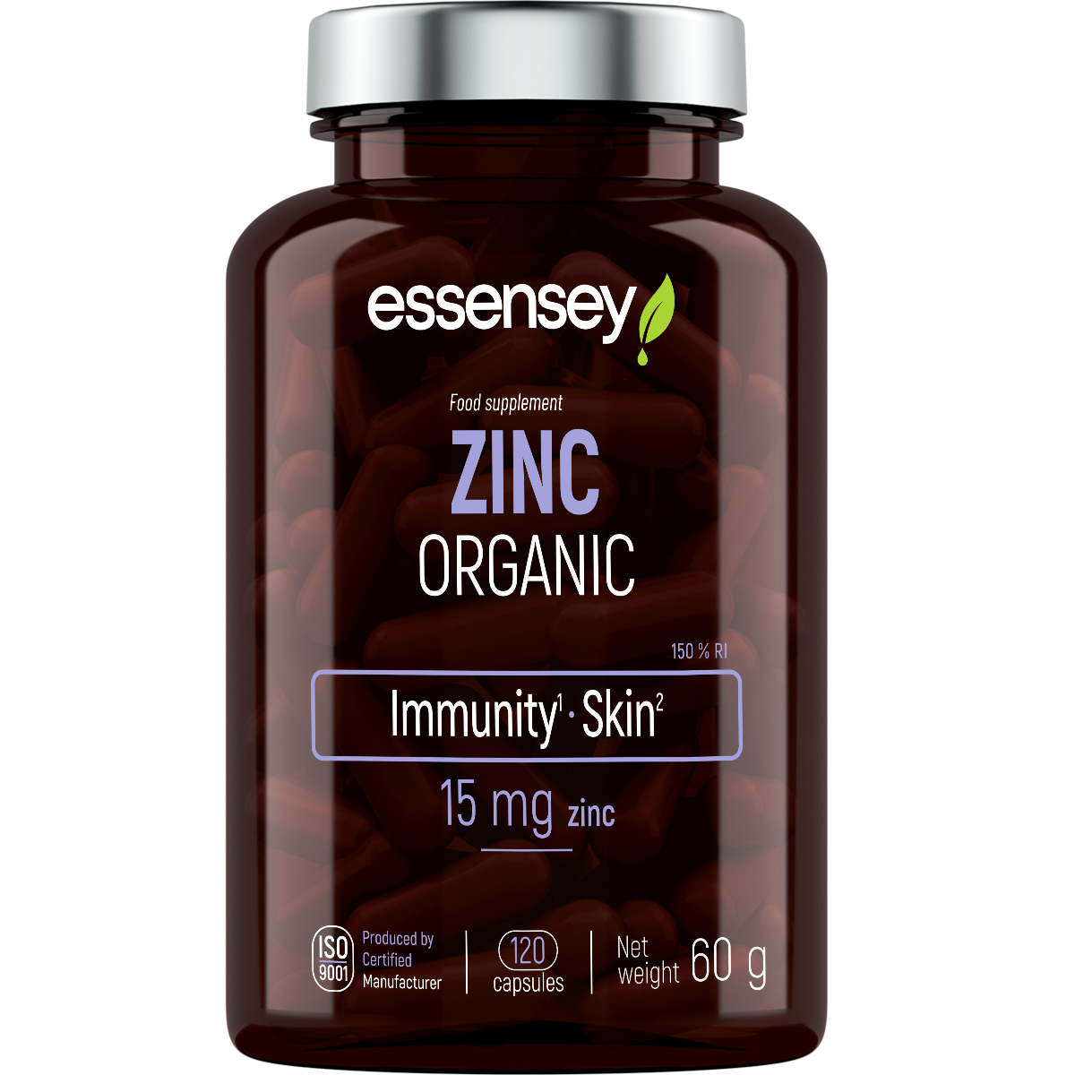 Zinc Organic Essensey 120 cápsulas | Zinc orgánico