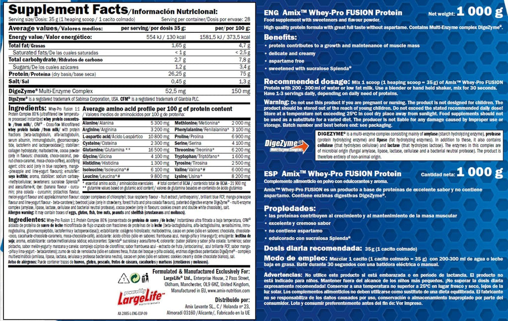Whey Pro Fusion Amix™ | Proteína de Suero de Alta Calidad