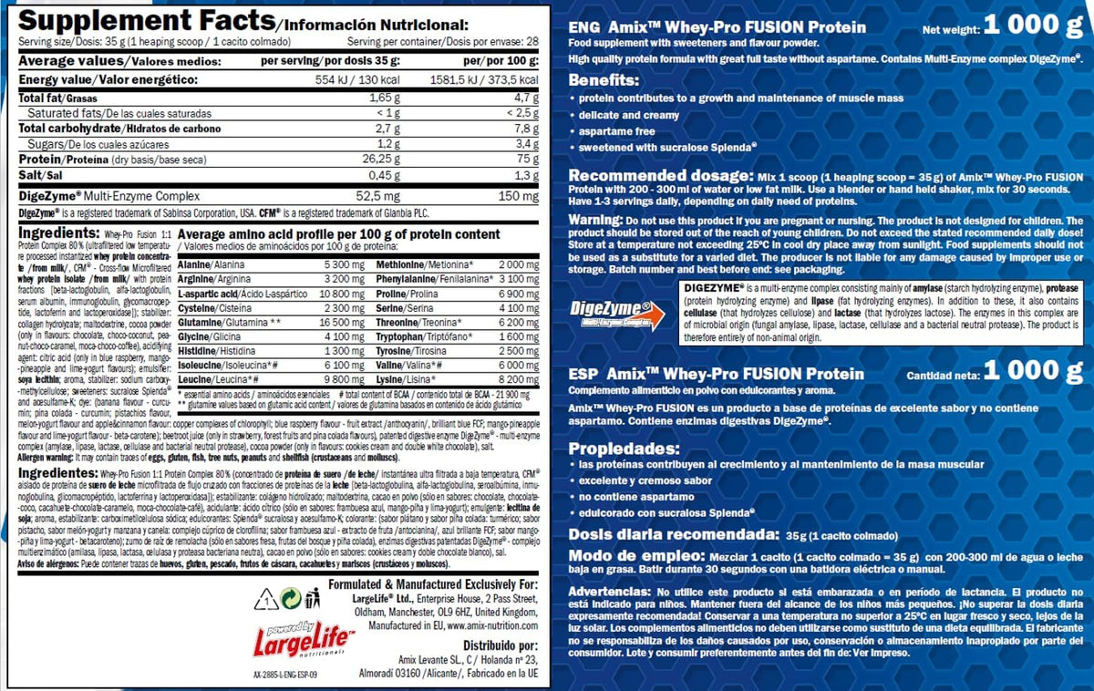 Whey Pro Fusion Amix™ | Proteína de Suero de Alta Calidad