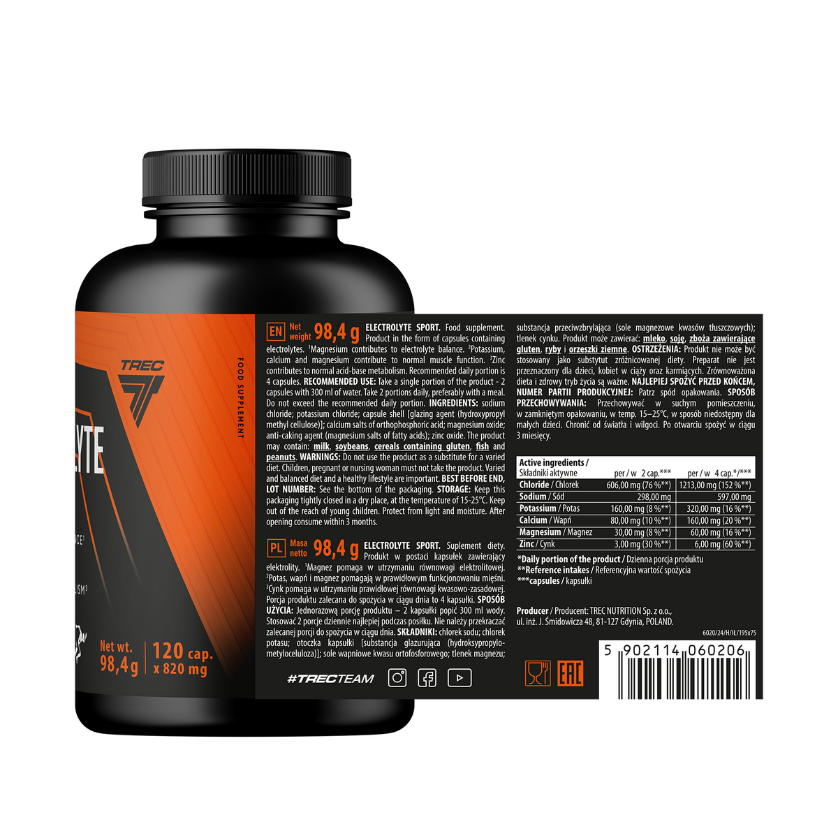 Endurance Electrolyte Trec 120 cápsulas | Complejo de Electrolitos