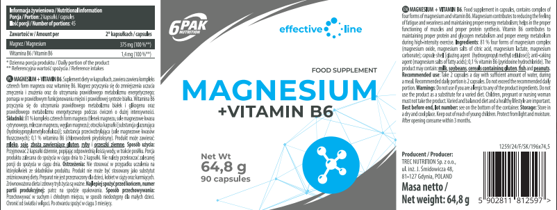 Magnesium + Vitamin B6 6PACK | Equilibrio Mineral Diario