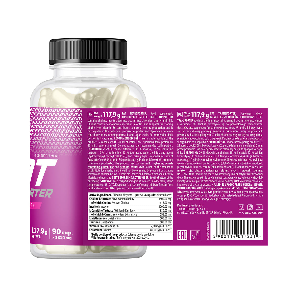 Fat Transporter Trec 90 Cápsulas | Fórmula Lipotrópic