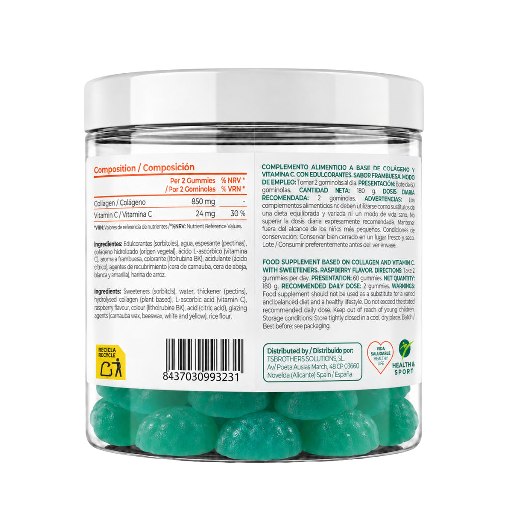 Gominolas de Colágeno Frambuesa 60 Gummies | Torafood