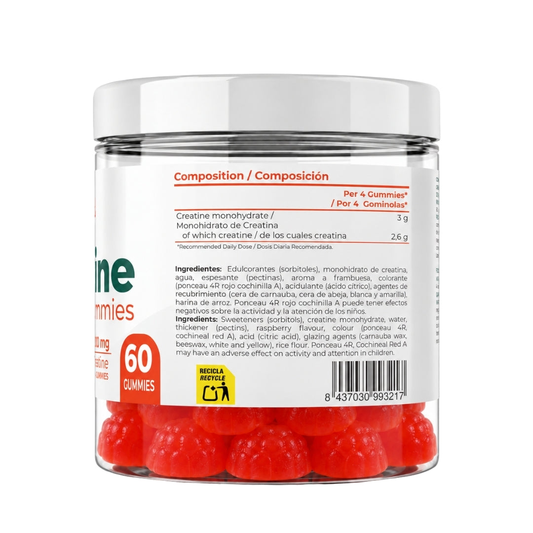 Gominolas de Creatina Frambuesa 60 Gummies | Torafood