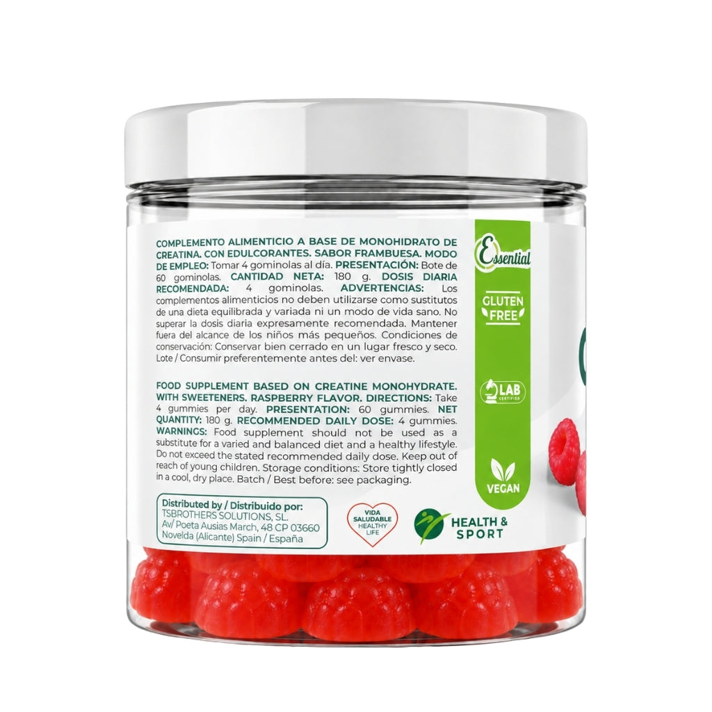 Gominolas de Creatina Frambuesa 60 Gummies | Torafood