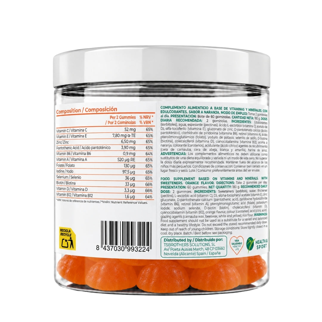 Gominolas Multivitamínicas Naranja 60 Gummies | Torafood