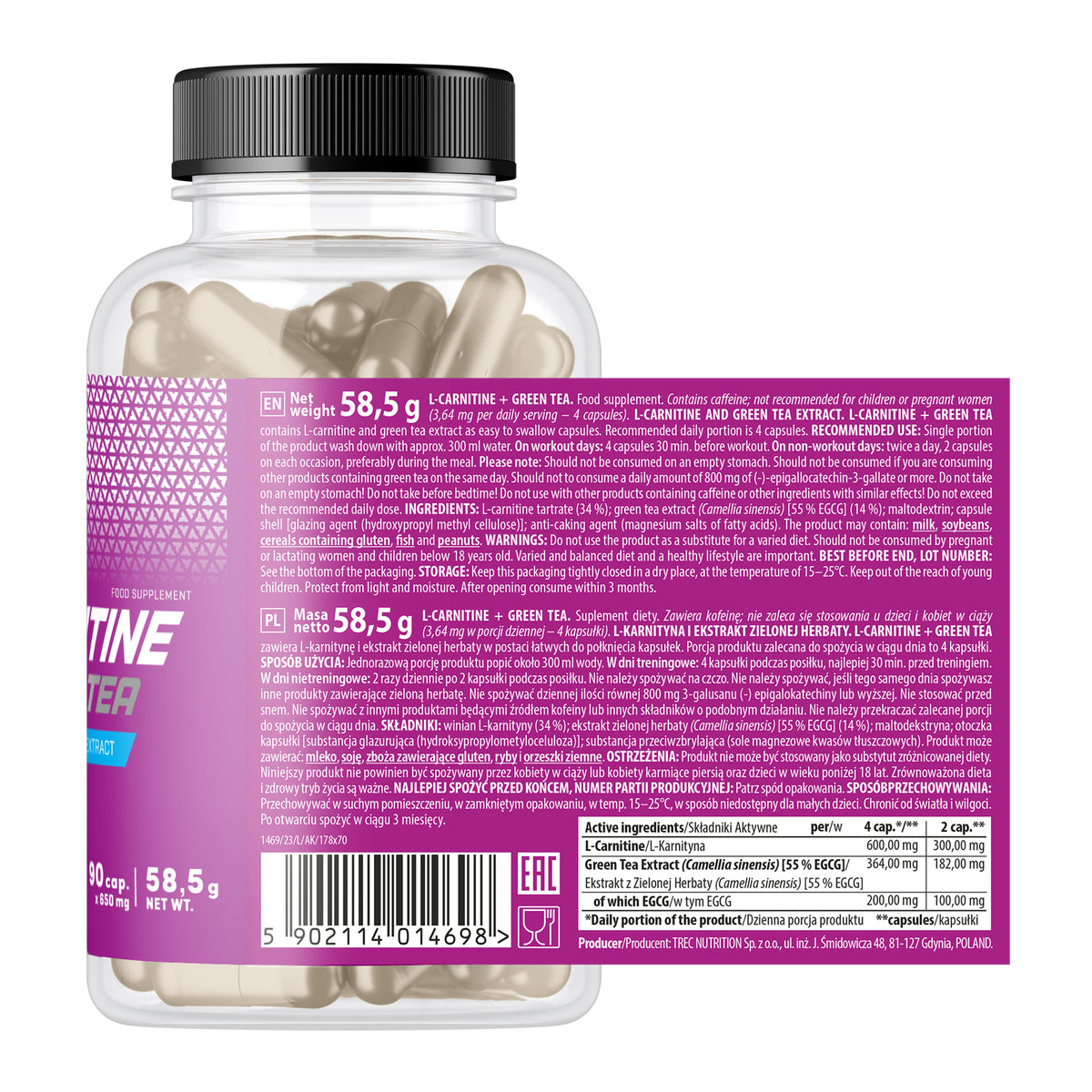 L-Carnitine + Green Tea 90 y 180 Cápsulas | Trec