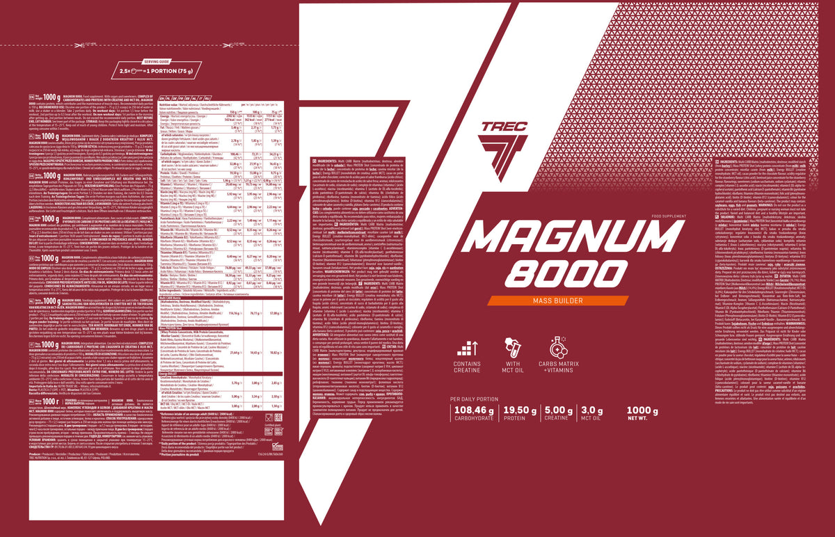 Magnum Gainer 8000 Trec1 kg | Gainer Proteína y Carbohidrato