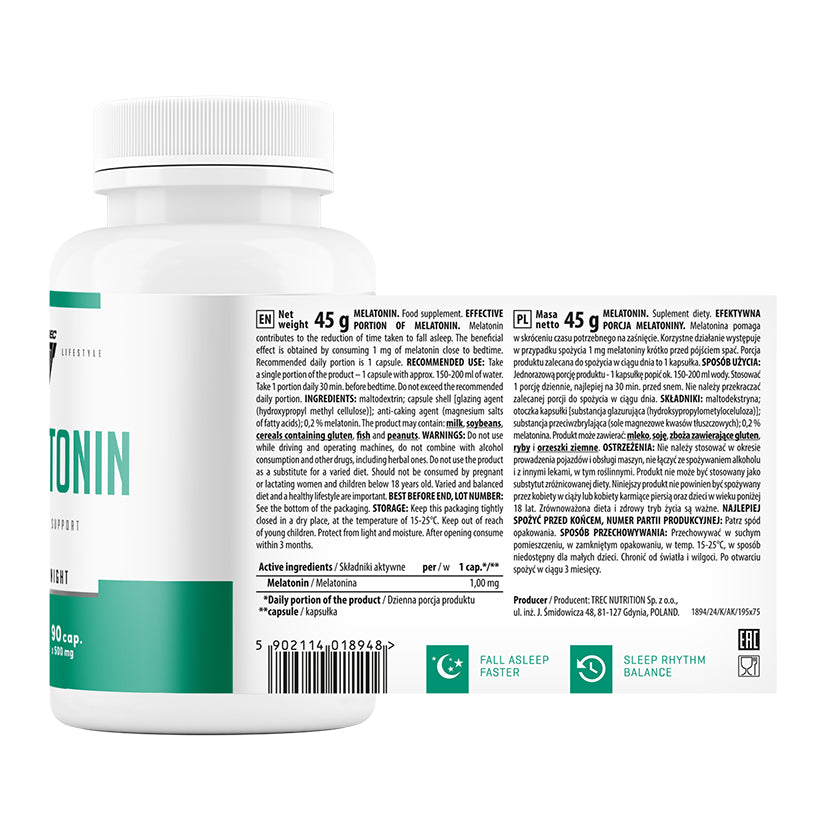Melatonina Trec 90 Cápsulas | Complemento Alimenticio