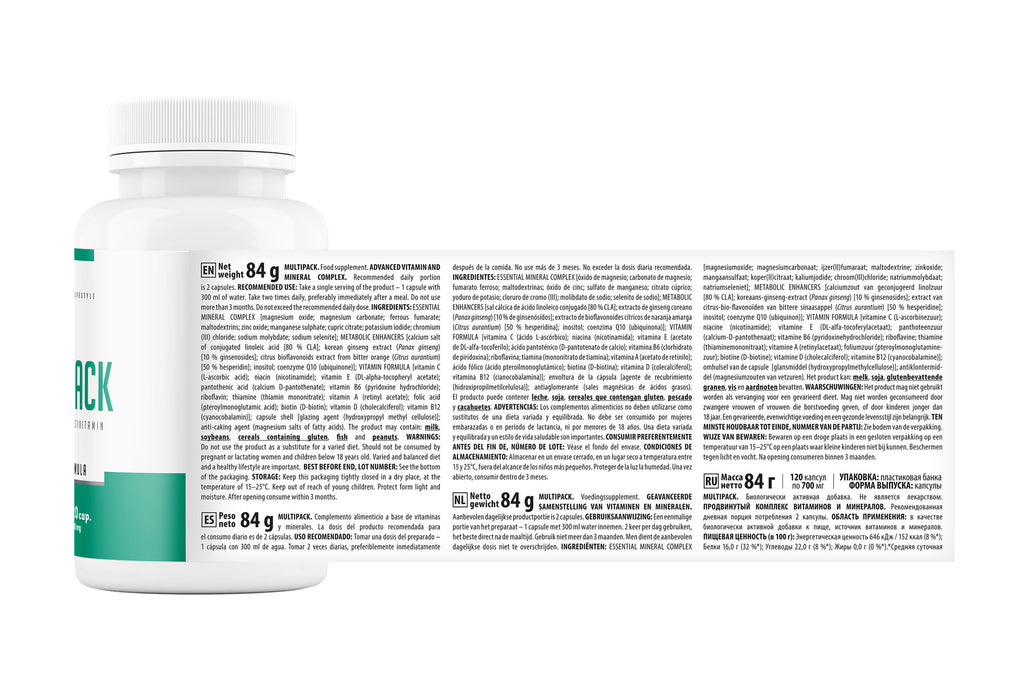 MultiPack Trec 120 cápsulas | Complejo Multivitamínico