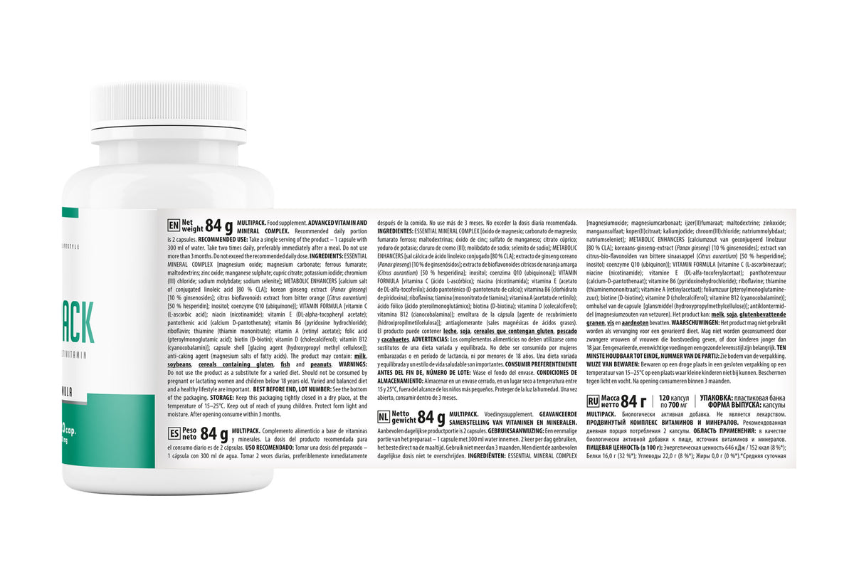 MultiPack Trec 120 cápsulas | Complejo Multivitamínico