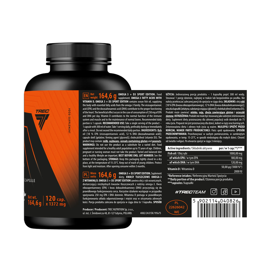 Endurance Omega 3 D3 Trec | Sport Edition 120 Cápsulas