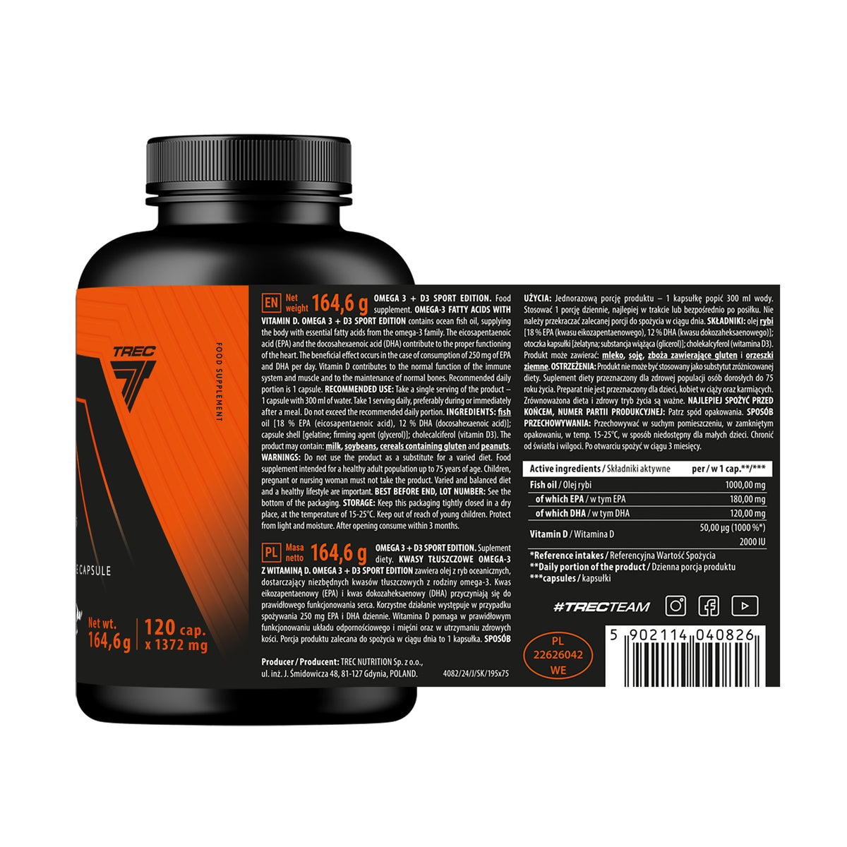 Endurance Omega 3 D3 Trec | Sport Edition 120 Cápsulas