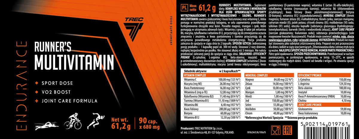 Endurance Multivitamin 90 cápsulas | Trec Multivitamínico