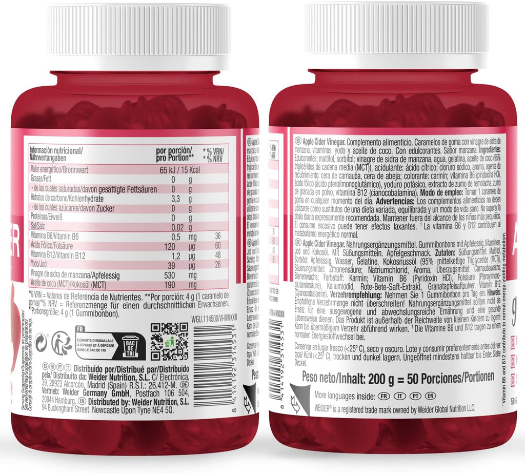 Weider Apple Cider Vinegar Gummies | 50 Gominolas