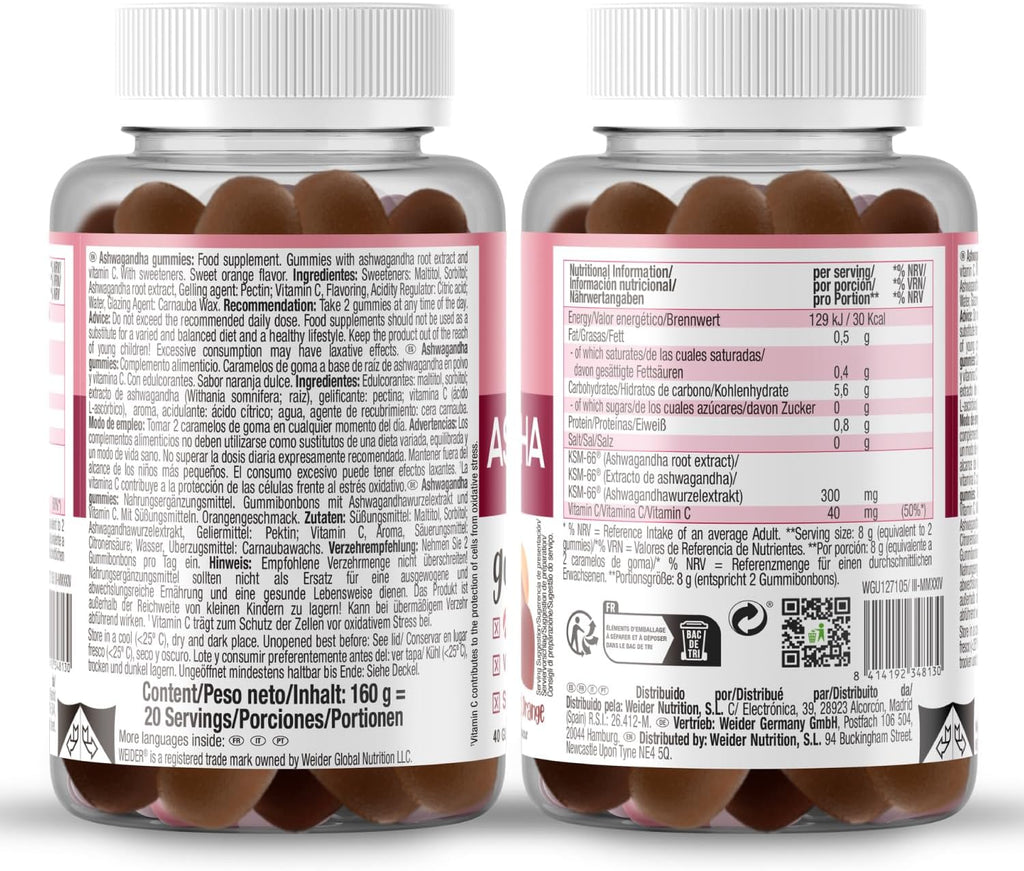 Weider Ashwagandha Gummies Naranja Dulce | 40 Gominolas