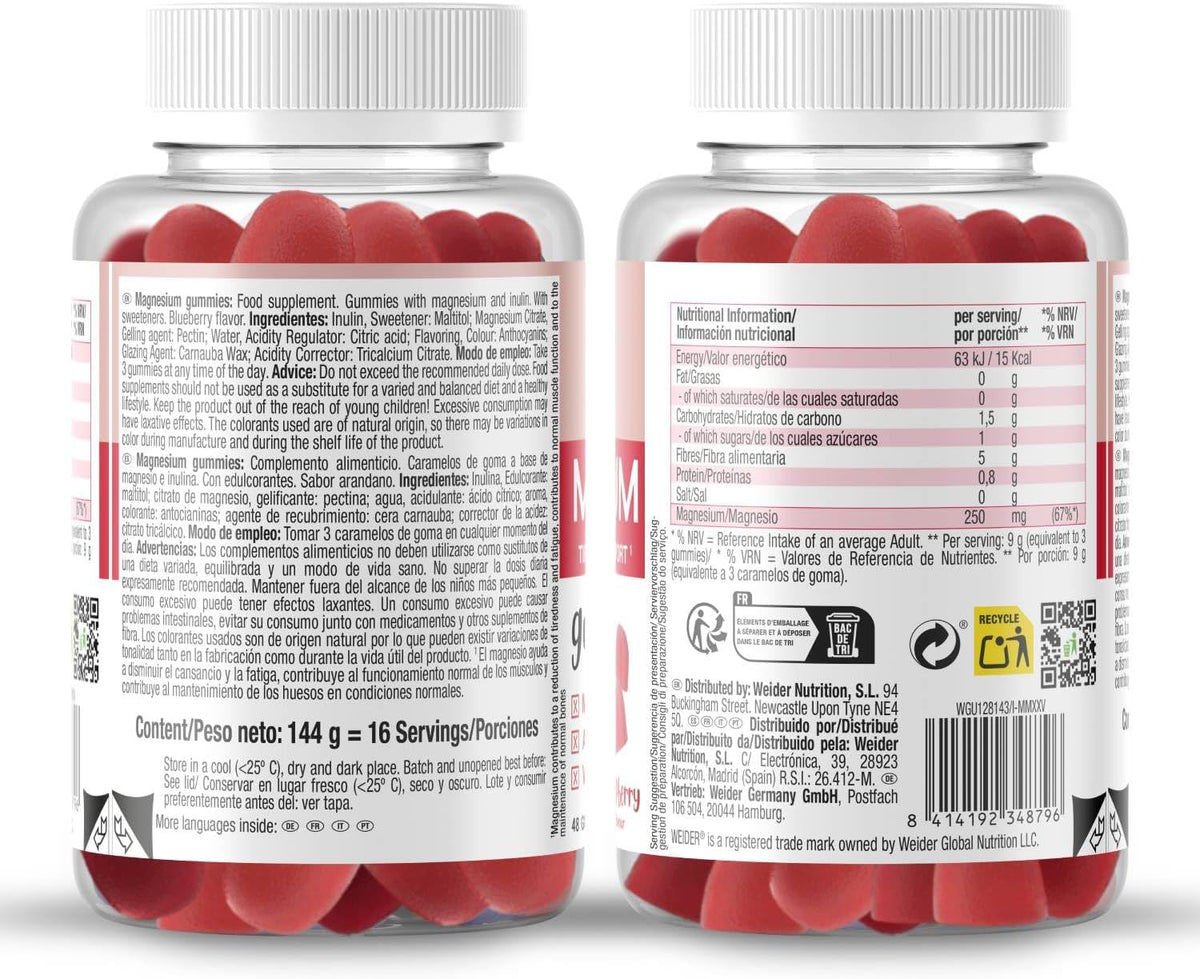 Weider Magnesium Gummies Frambuesa | 48 Gominolas