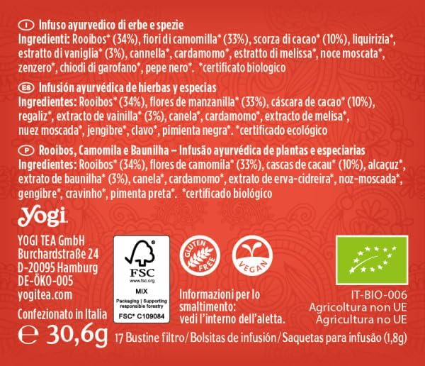 Yogi Tea Buenos Sueños Rooibos Vainilla 30,6g | 17 Bolsitas