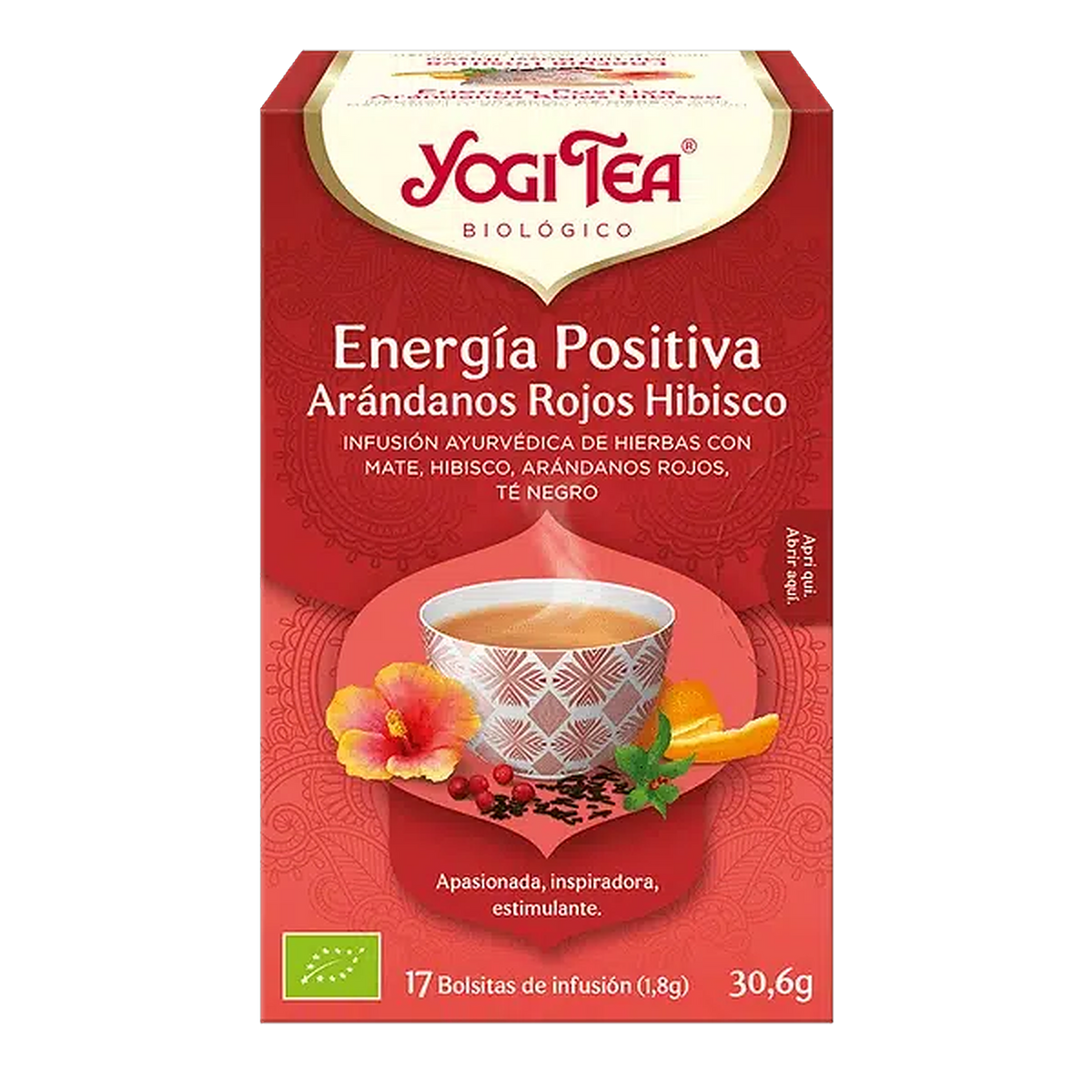 Yogi Tea Energía Positiva Arándanos Rojos Hibisco | 17 Bolsitas de Infusión