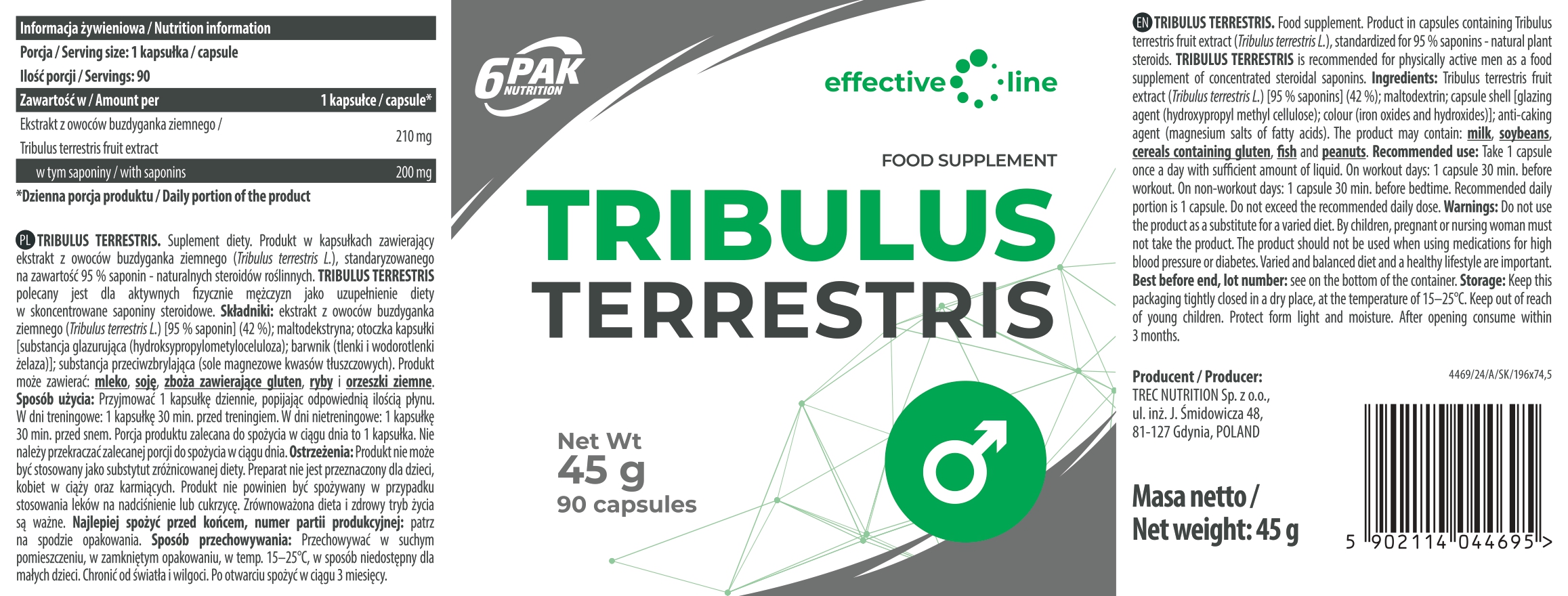 Tribulus Terrestris 6PAK 90 cápsulas | Extracto vegetal - Imagen 2
