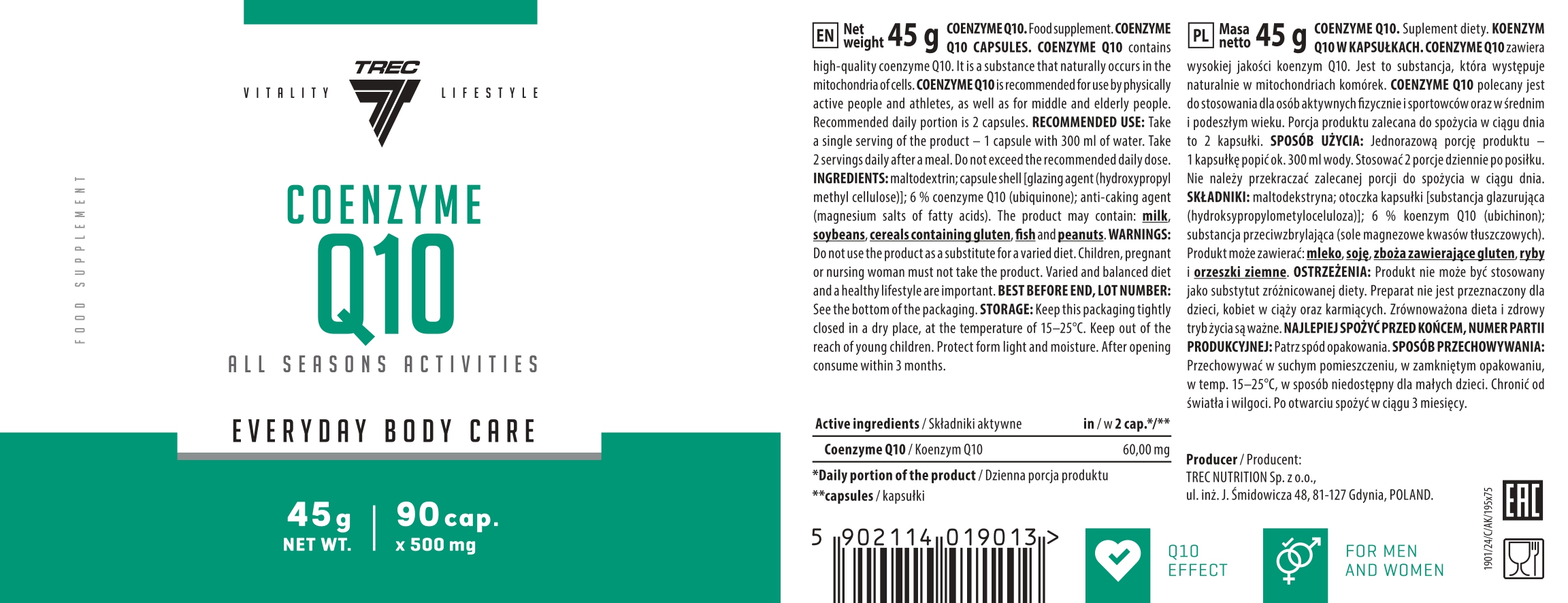 Coenzyme Q10 Trec 90 cápsulas | Antioxidante - Imagen 3