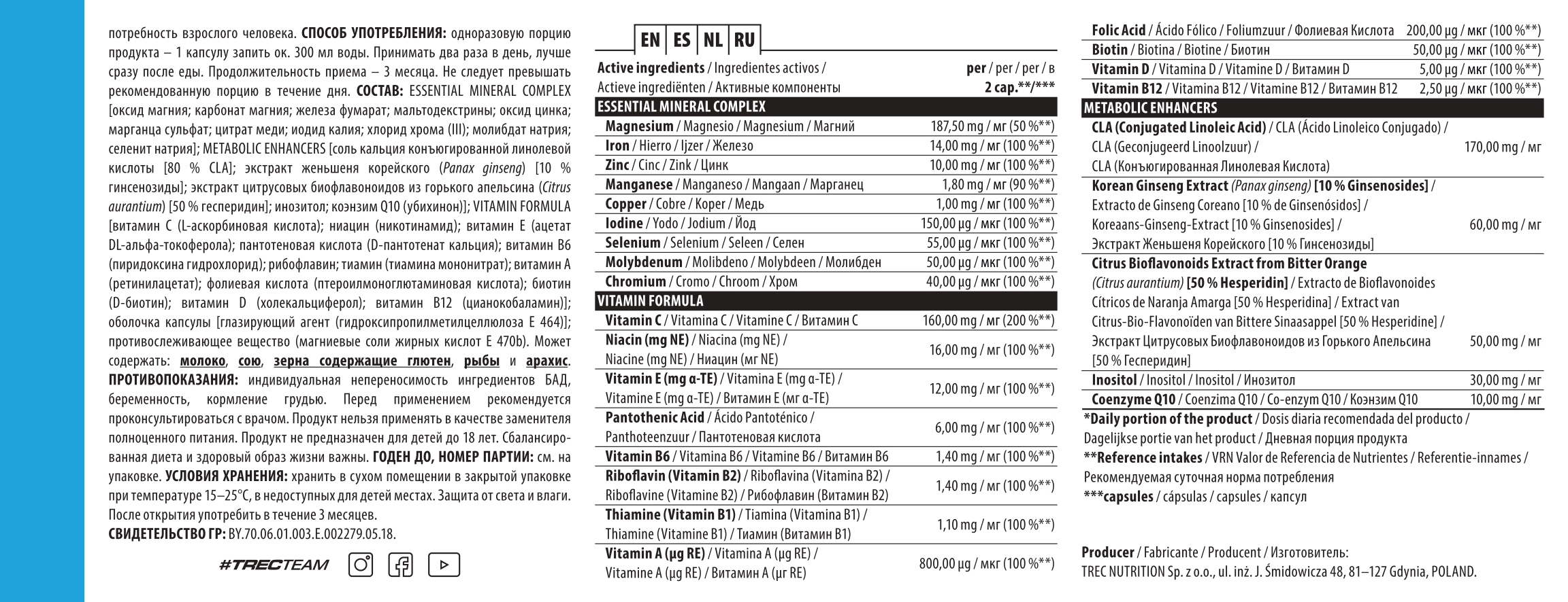 MultiPack Trec 120 cápsulas | Complejo Multivitamínico - Imagen 5